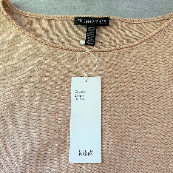 Eileen Fisher Dune Organic Linen Delave Bateau Neck Box-Top Sweater -Size XXS/XS - Picture 4 of 5